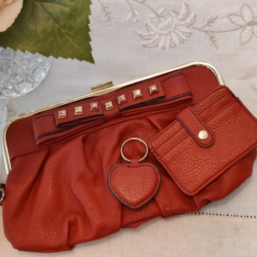 Jessica Simpson 3pc Faux Leather Clutch with Stud Details